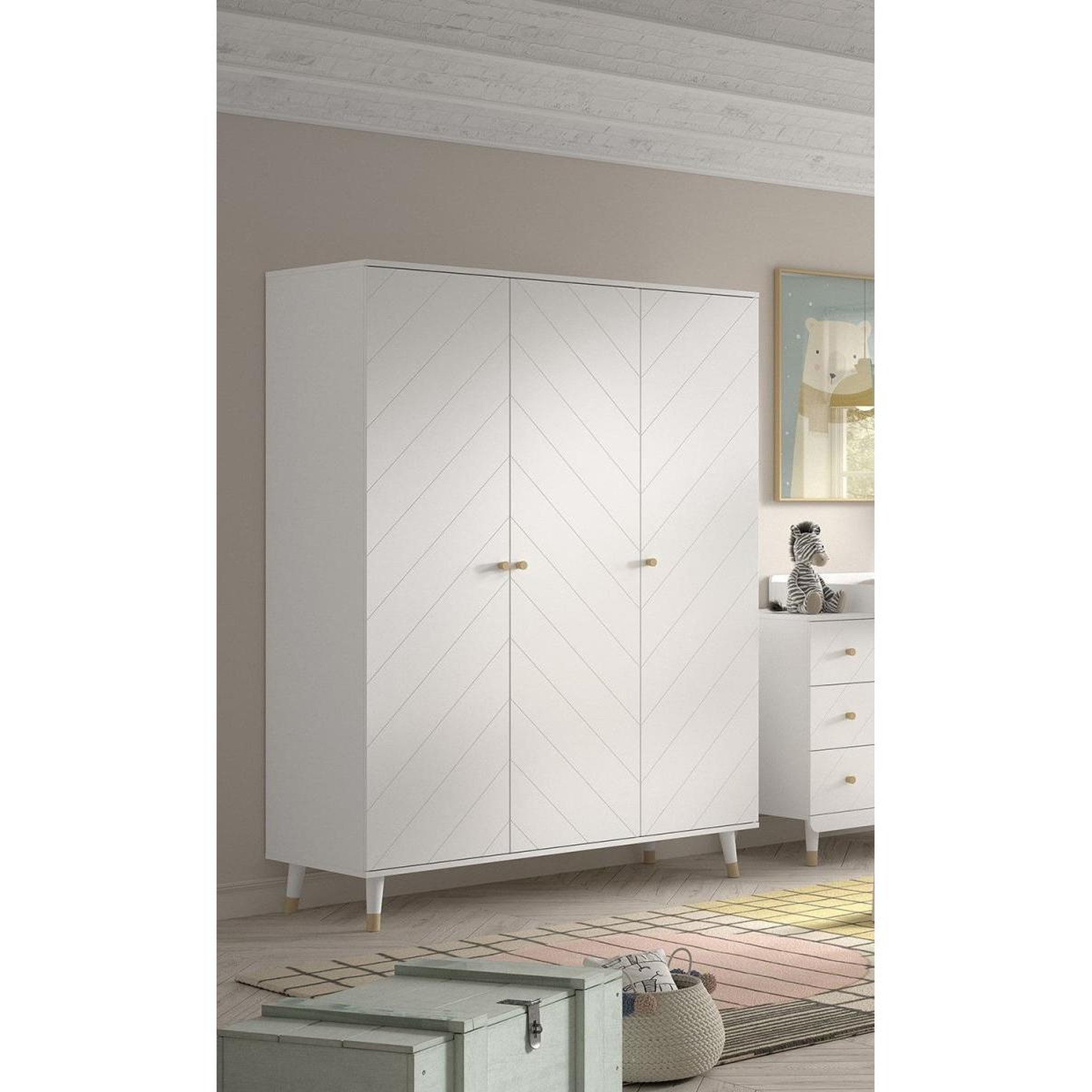 Voir la diapositive 4 : Vipack Billy Armoire 3 Portes Blanc