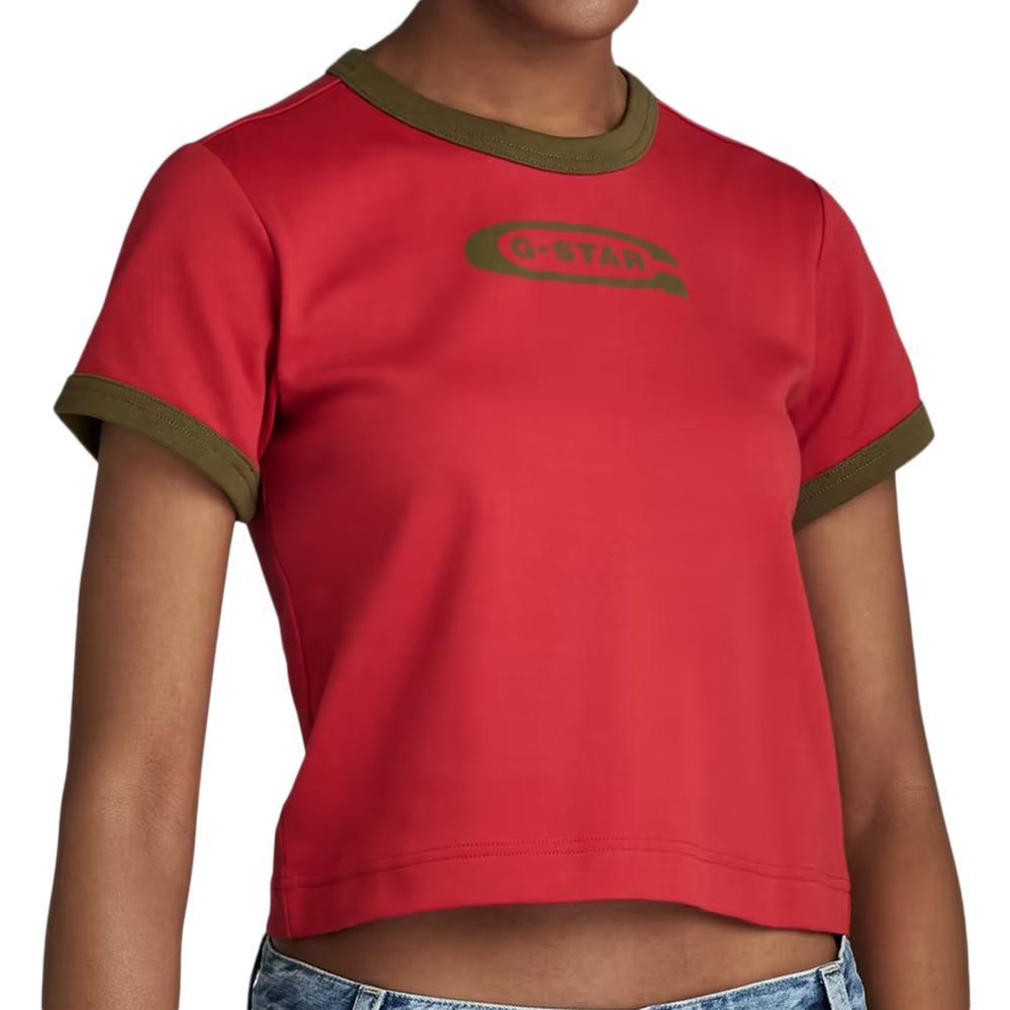 G-Star Raw T shirt  Femme G Star Raw Ringer Baby. Coloris disponibles : Rouge