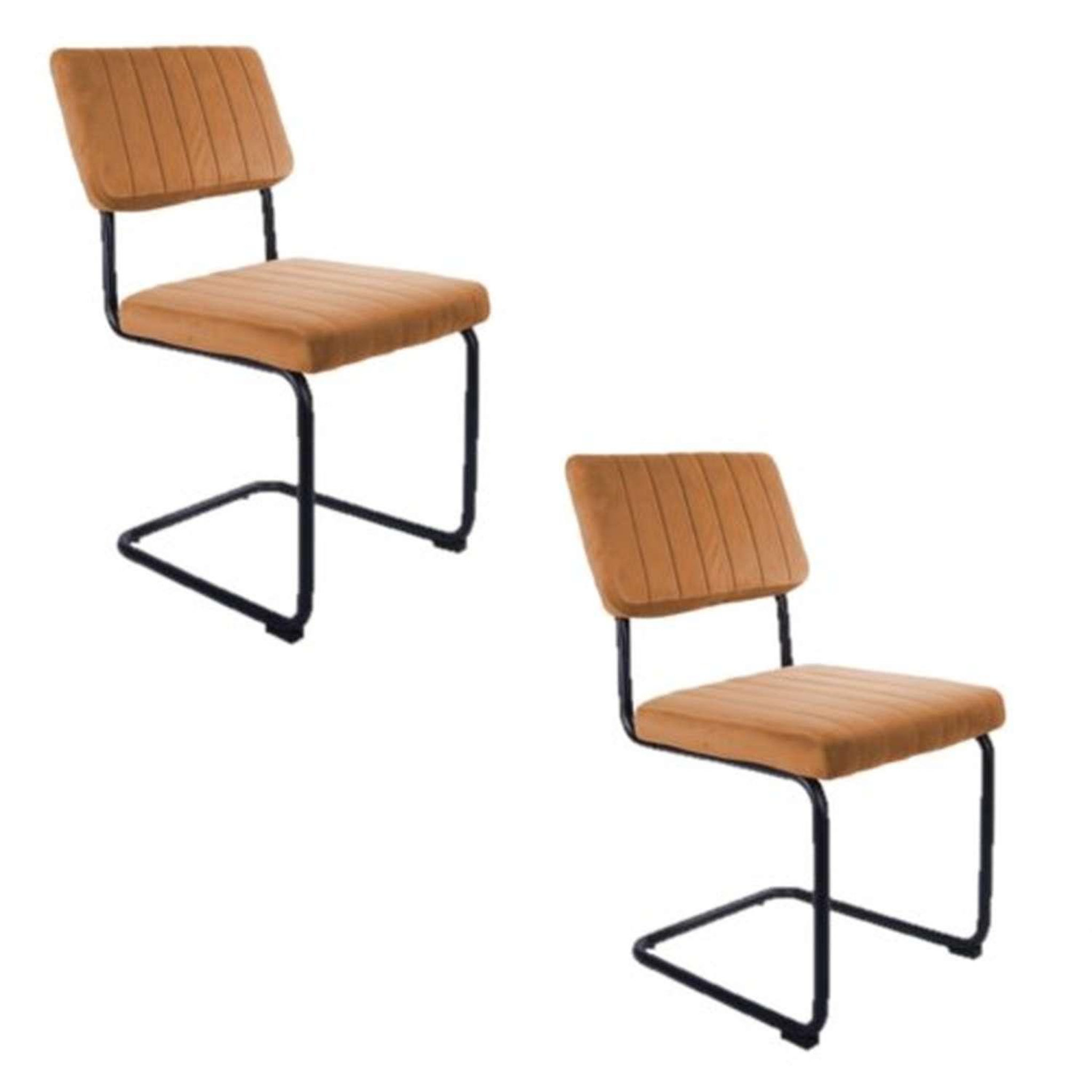 Voir la diapositive 1 : TOILINUX 2 chaises cantilevers design velours keen