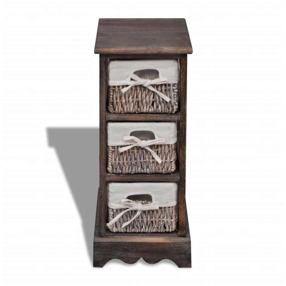 VIDAXL Etagere de rangement Bois Marron 3 paniers en tissage