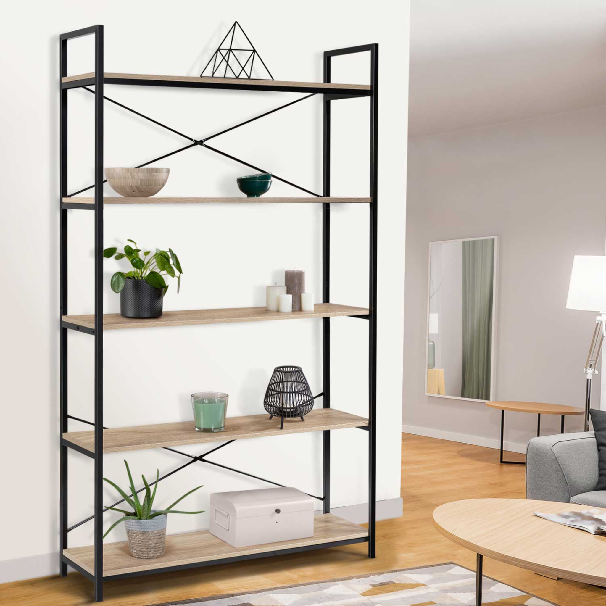 Voir la diapositive 2 : ID MARKET Etagère xl 5 niveaux detroit design industriel 170 cm