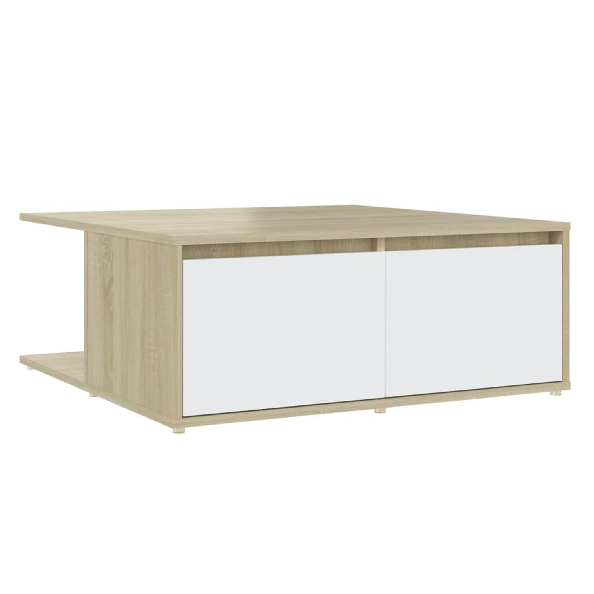 Voir la diapositive 2 : VIDAXL Table basse blanc et chene sonoma 80x80x31 cm bois d'ingenierie