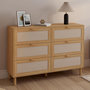 Voir la diapositive 2 : ID MARKET Commode 6 tiroirs ROBIN 115 cm bois et effet lin