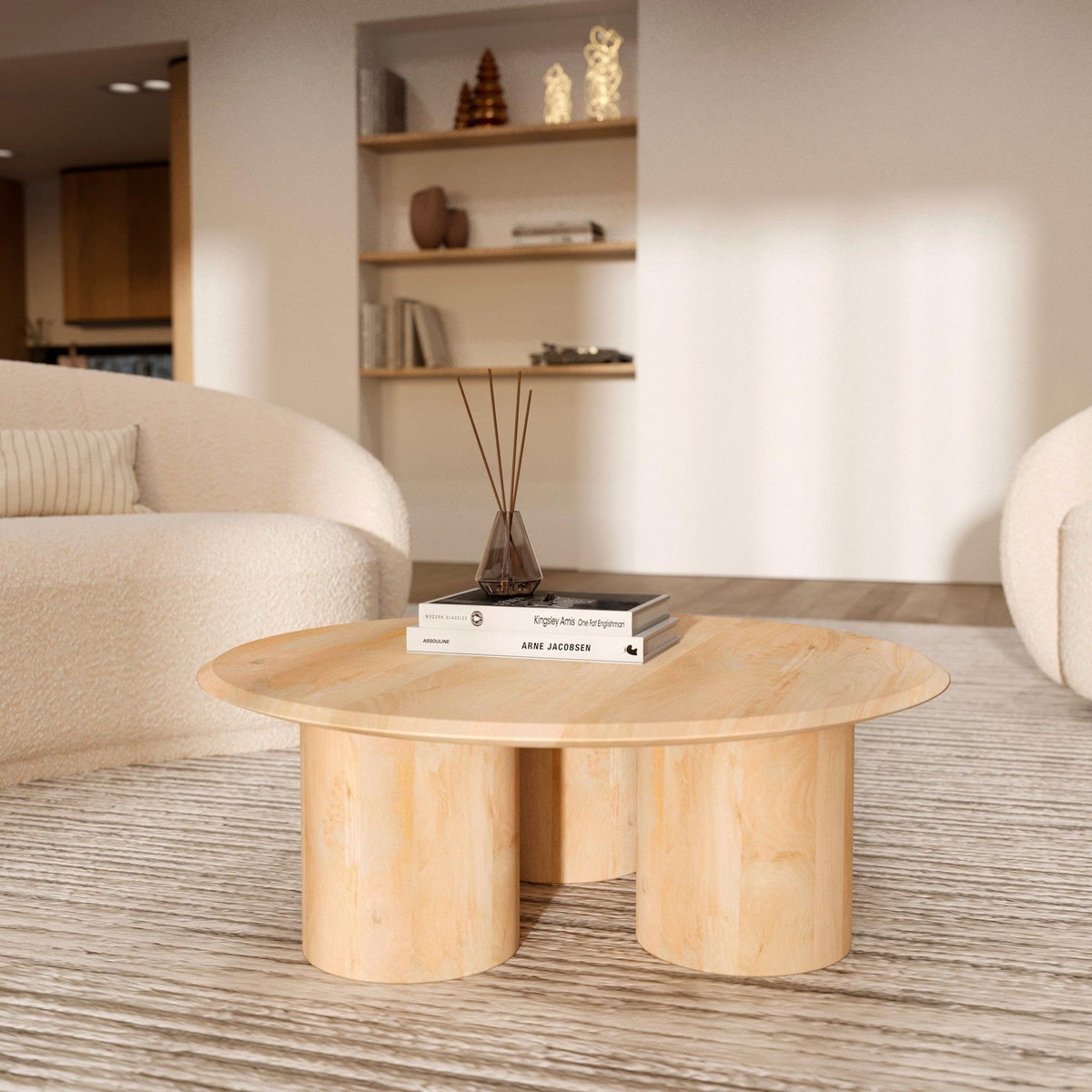 Rendez vous déco Table basse ronde en bois de manguier D90 cm-Sacha