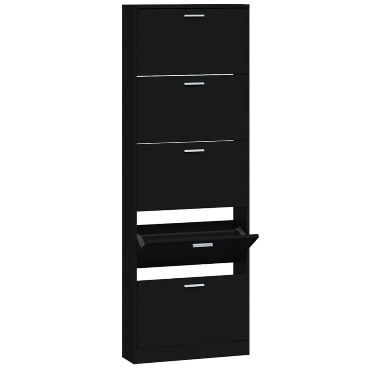 VIDAXL Armoire a chaussures Noir 59x17x169 cm Bois d'ingenierie