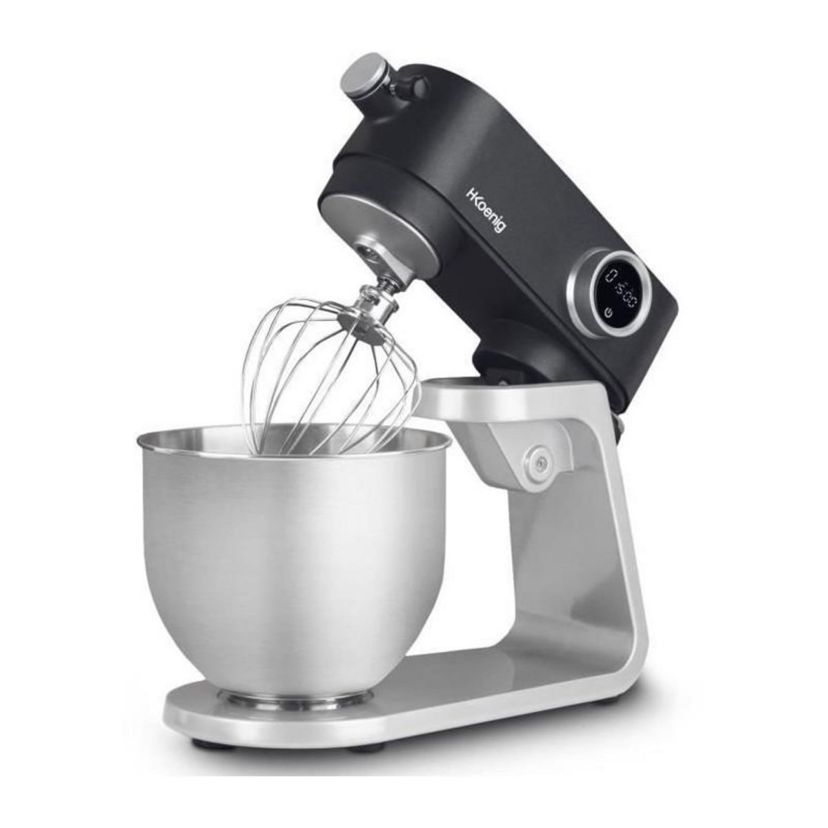 HKOENIG Robot pâtissier - H.Koenig - KM120 - 800 W - Bol inox 5 L - 8 vitesses - Gris mat et argent