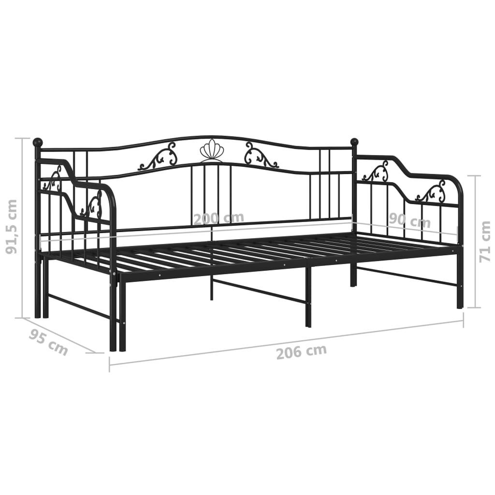 Voir la diapositive 6 : VIDAXL Cadre de canape-lit extensible sans matelas Noir Metal 90x200cm