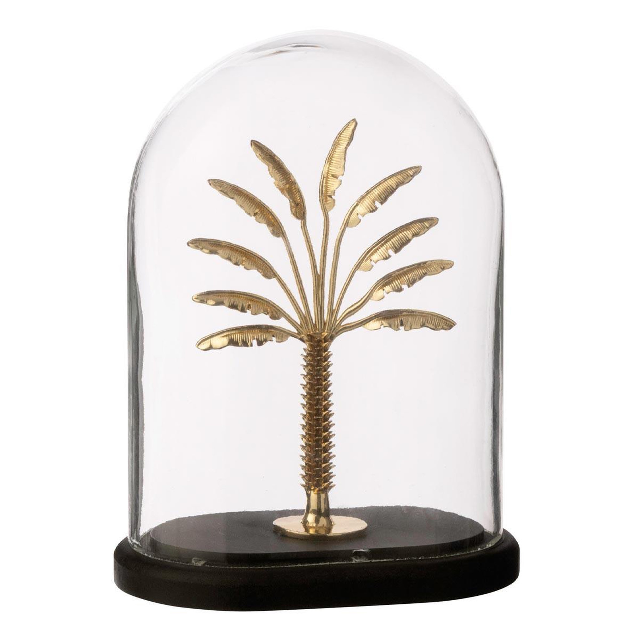 J-LINE Cloche déco en verre  palmier  22cm doré