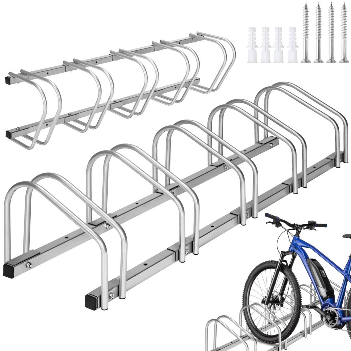 tectake Support à bicyclette en acier inoxydable argent