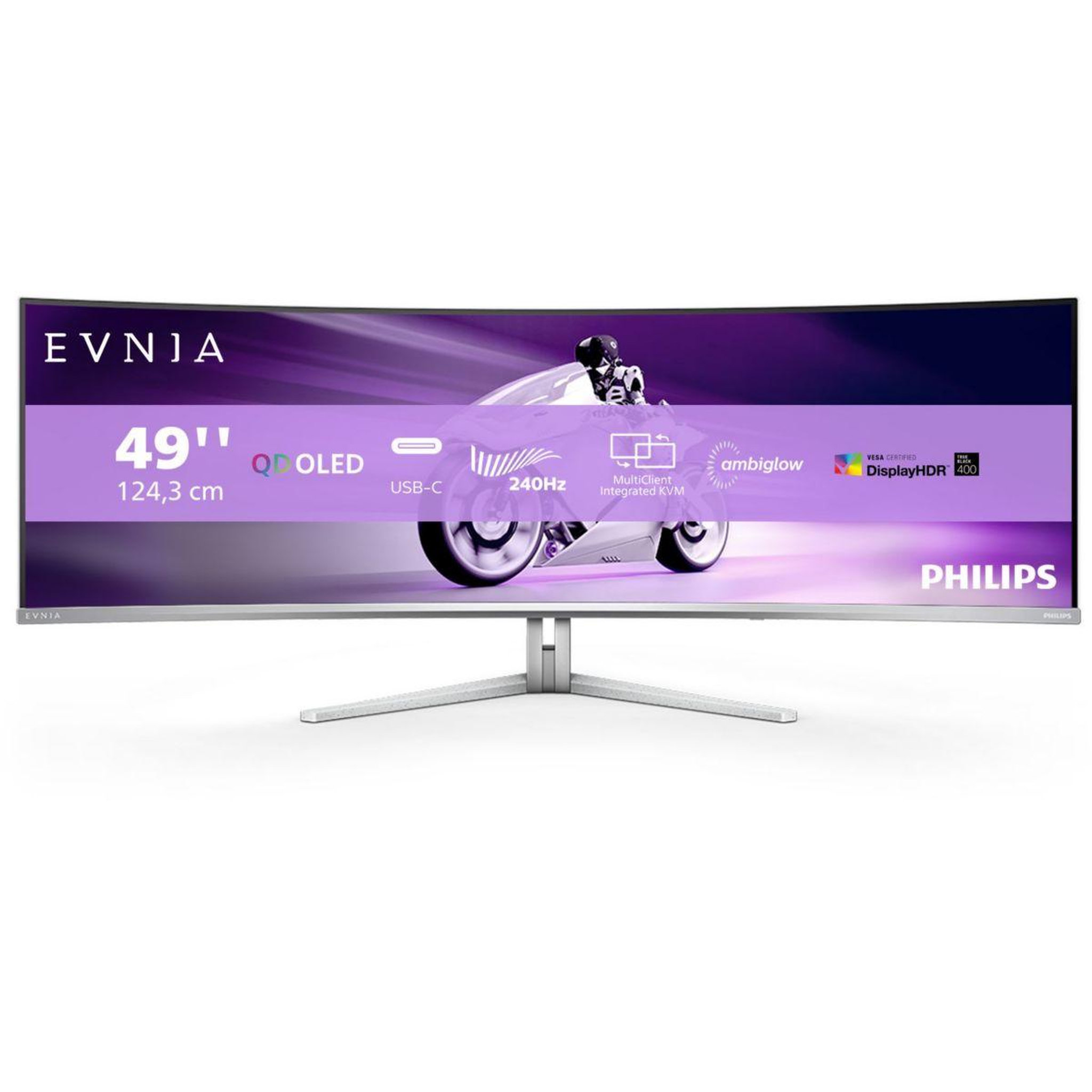 Philips Ecran pc gamer evnia 49m2c8900 49  incurvé qhd 240hz qd-oled hdr 400 hdmi 2.1 ambiglow