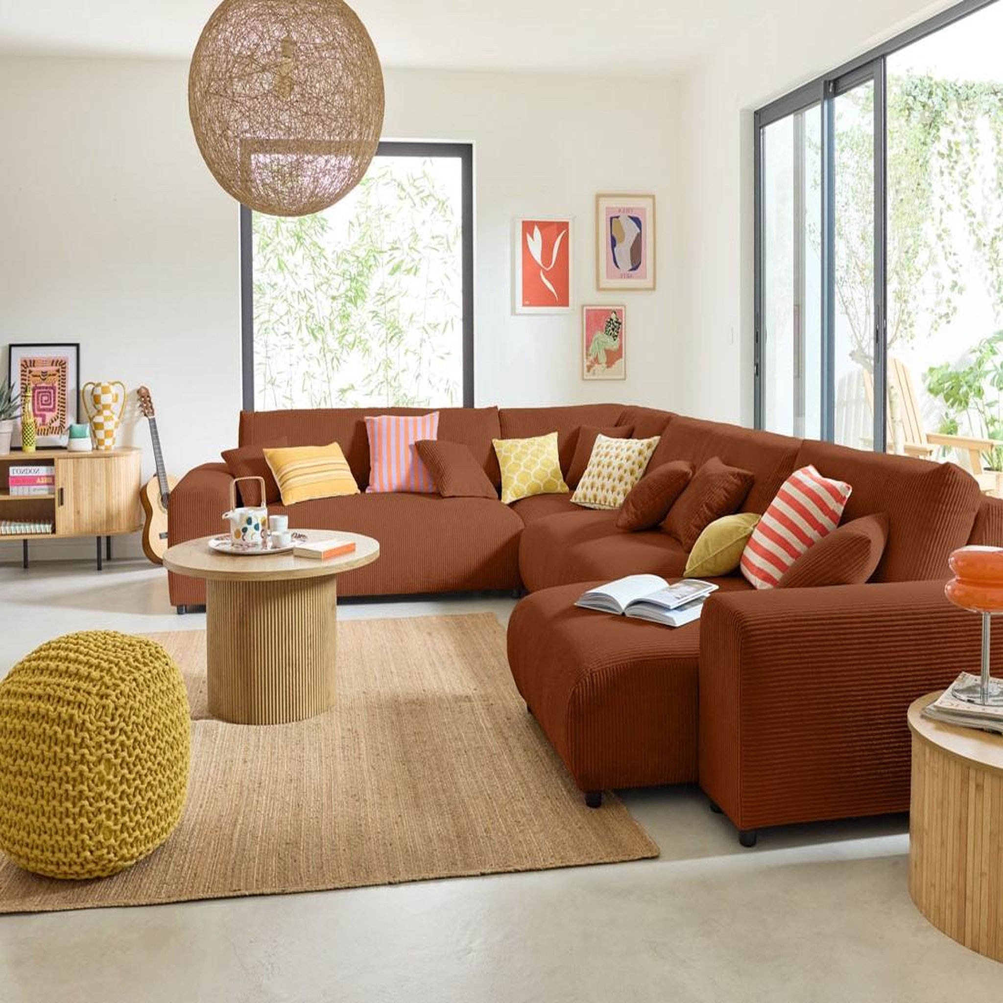 Voir la diapositive 2 : LISA DESIGN Garance - module d'assise méridienne droit - en velours côtelé