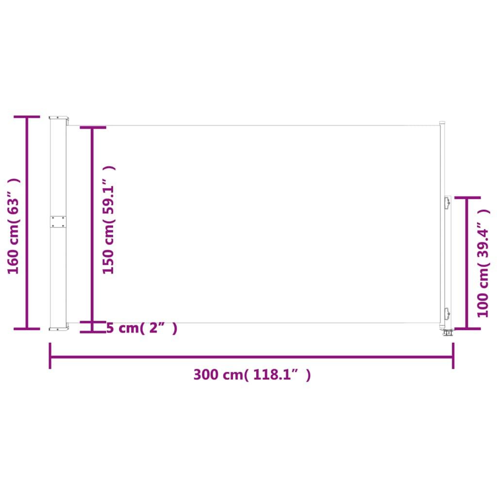 Voir la diapositive 6 : VIDAXL Auvent lateral retractable de patio 160x300 cm Gris