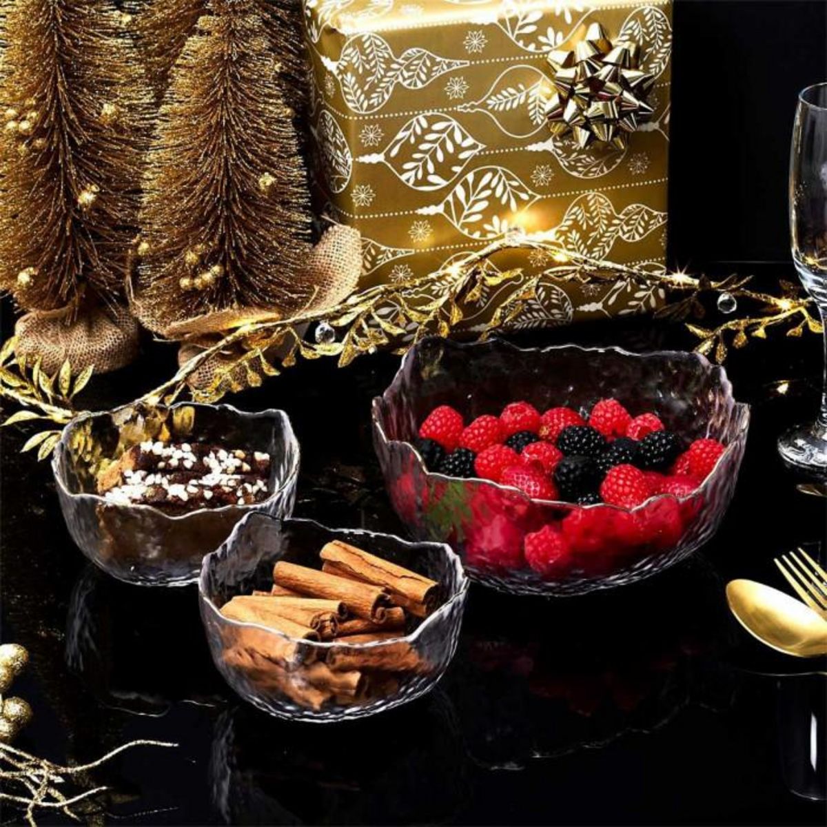 Paris Prix Lot de 3 Coupelles en Verre  Lua  16cm Transparent