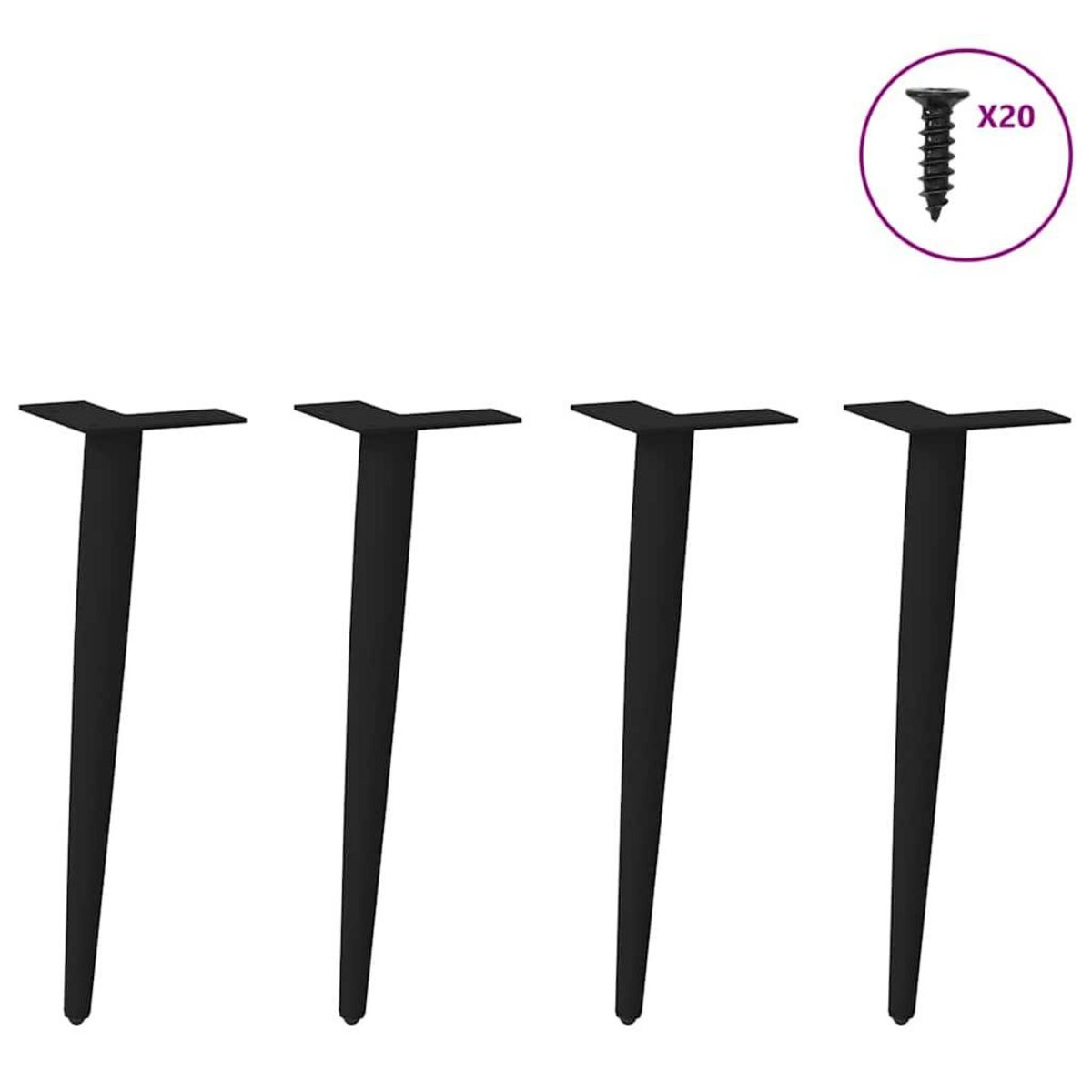 VIDAXL Pieds de table basse forme conique 4 pcs noir 30-31 cm acier