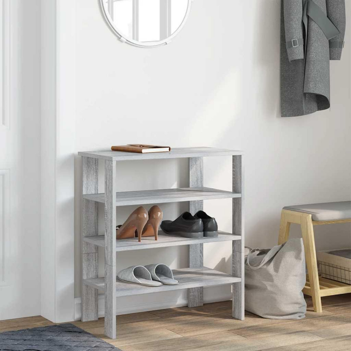 VIDAXL Etagere a chaussures sonoma gris 61x32x70 cm bois d'ingenierie