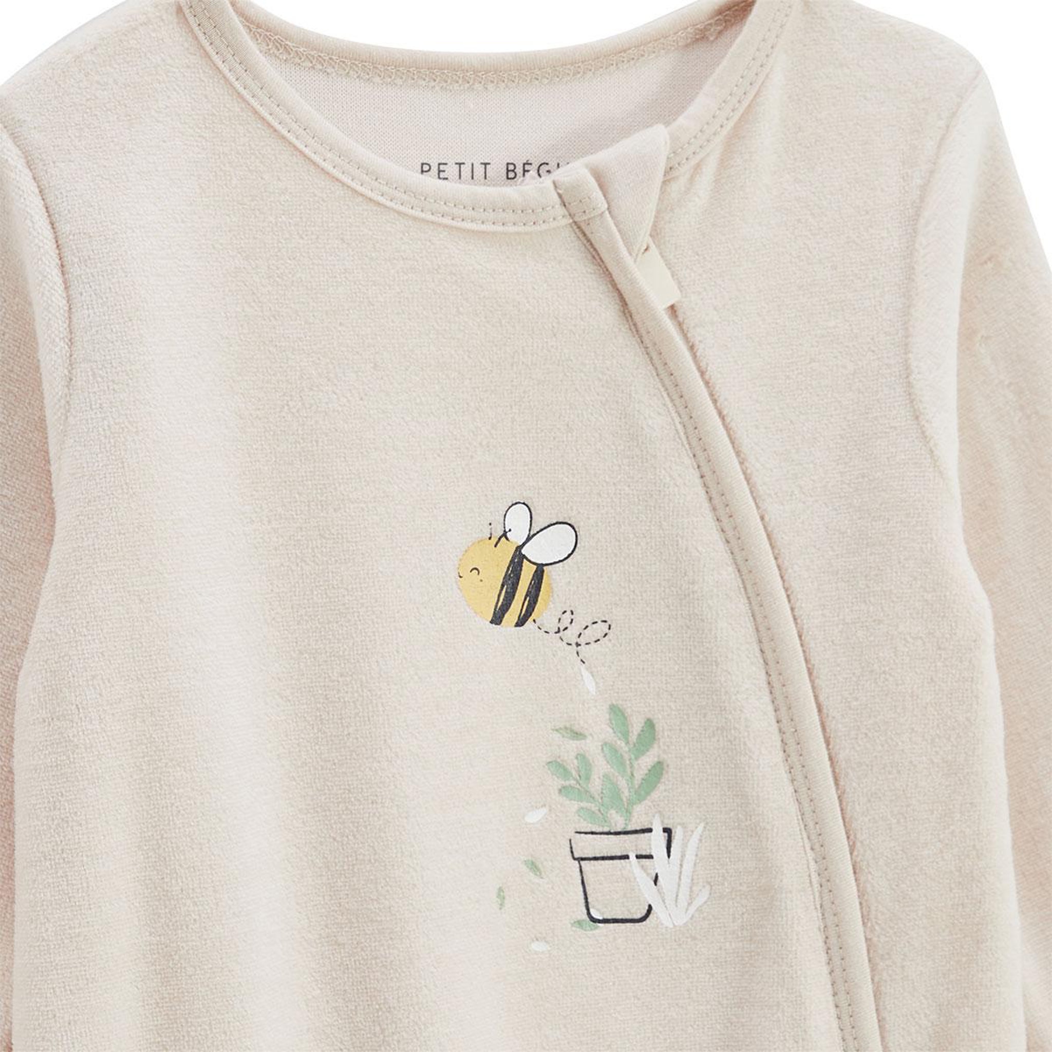 Voir la diapositive 3 : Petit Béguin Pyjama bébé en velours ouverture zippée eden
