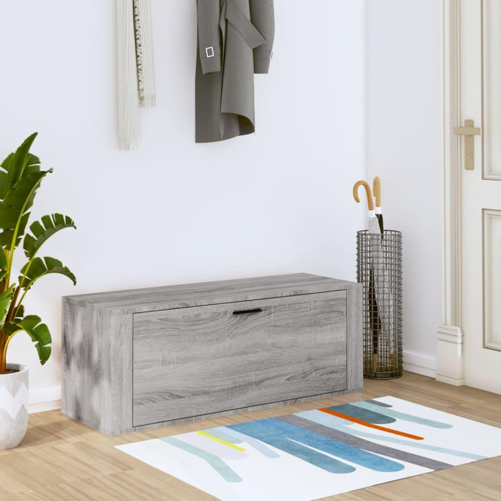 Voir la diapositive 1 : VIDAXL Armoire a chaussures murale Sonoma gris 100x35x38 cm