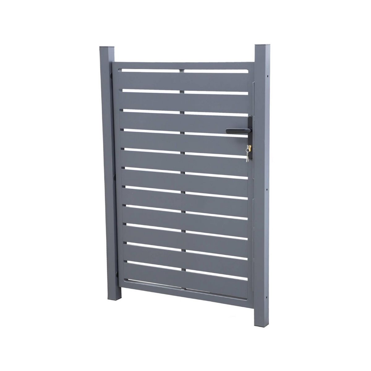 SWEEEK Portillon de jardin 100 x 146 cm en aluminium anthracite avec serrure et poignée. anthracite. traitement anti rouille.