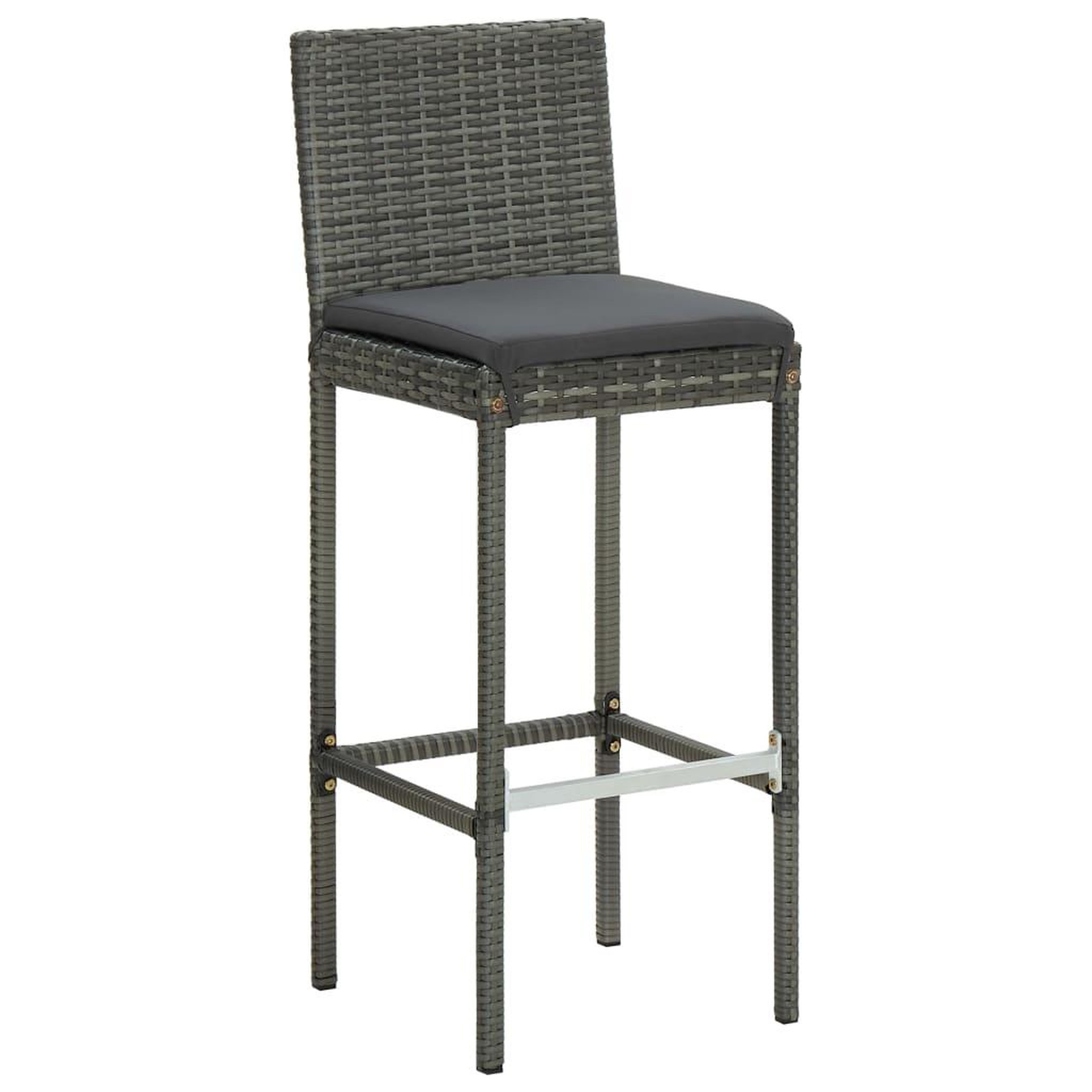 Voir la diapositive 4 : VIDAXL Ensemble de bar d'exterieur 5 pcs coussins Resine tressee Gris