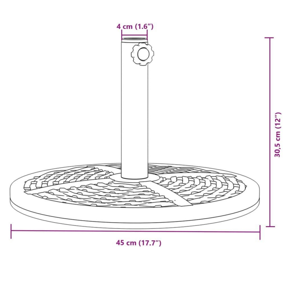 VIDAXL Base de parasol pour mats Ø38 / 48 mm 12 kg rond