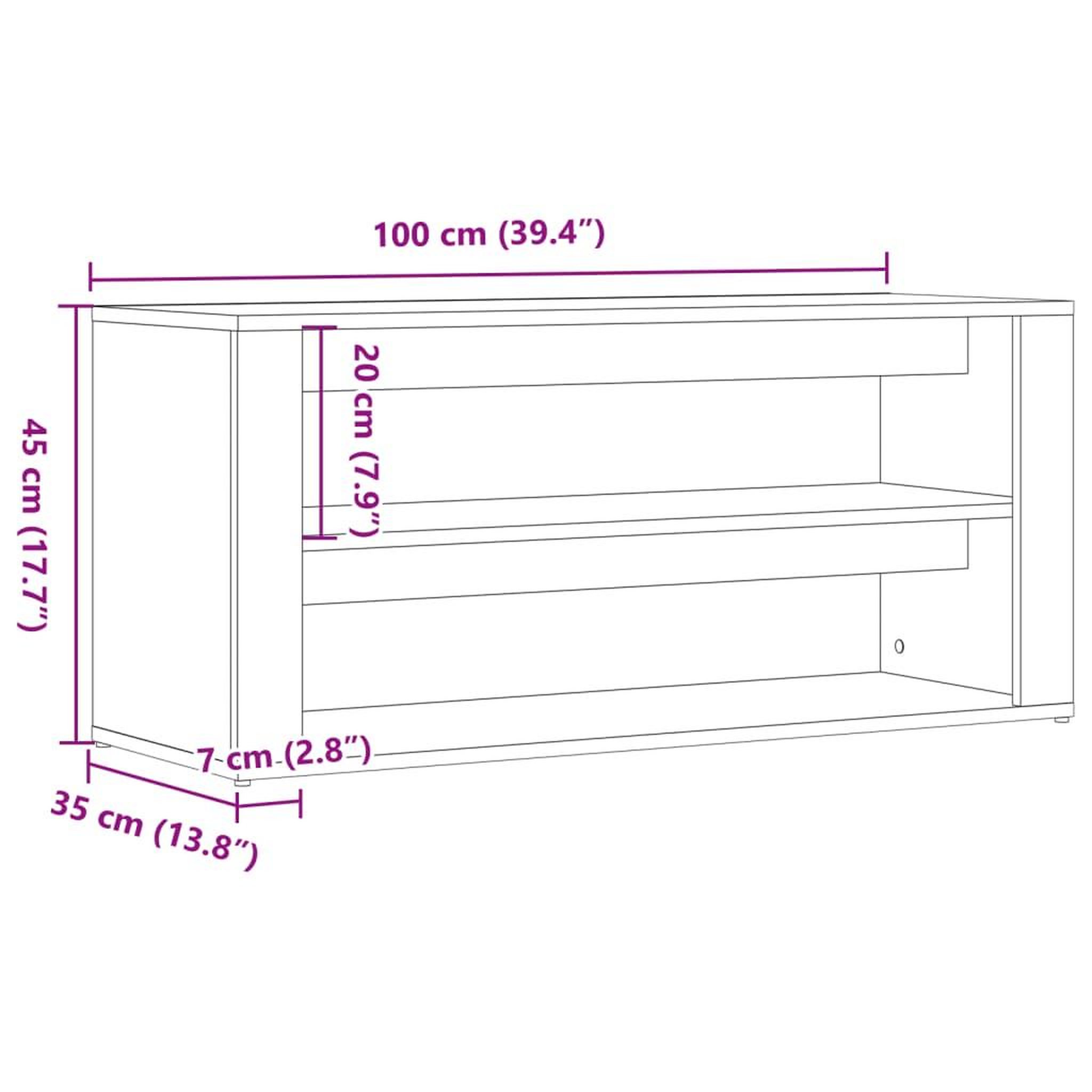 Voir la diapositive 6 : VIDAXL Banc a chaussures chene artisanal 100x35x45cm bois d'ingenierie