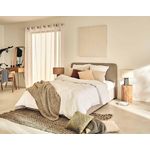 BEST MOBILIER Goyave - lit coffre - 160x200 - en tissu - sommier inclus. Coloris disponibles : Gris, Beige, Orange, Vert, Bleu