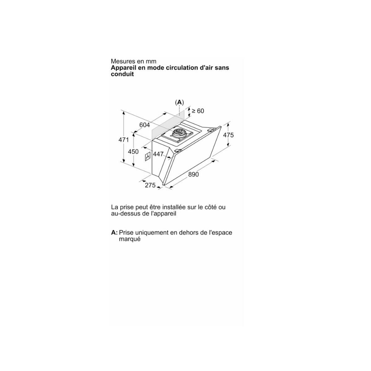 BOSCH Hotte décorative murale 90cm 51db 441m3/h noir - DWK91LT60