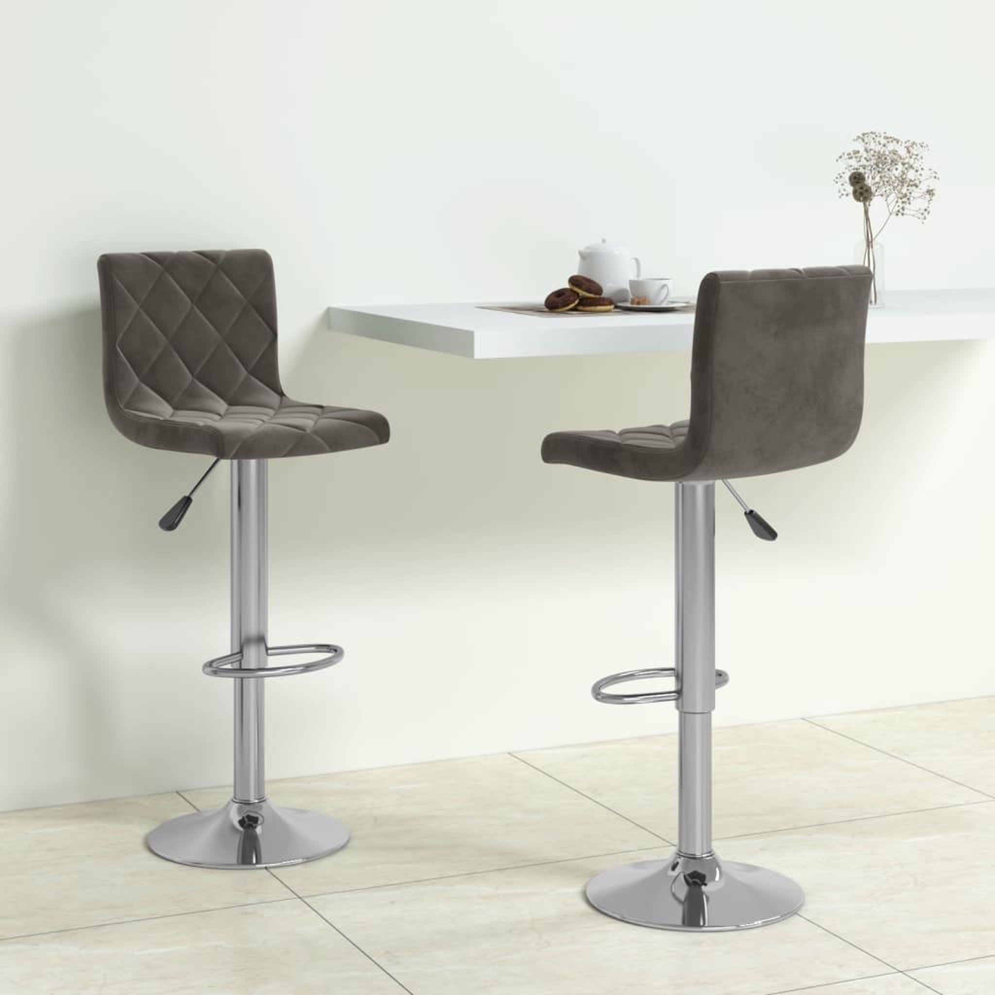 VIDAXL Tabourets de bar lot de 2 gris fonce velours