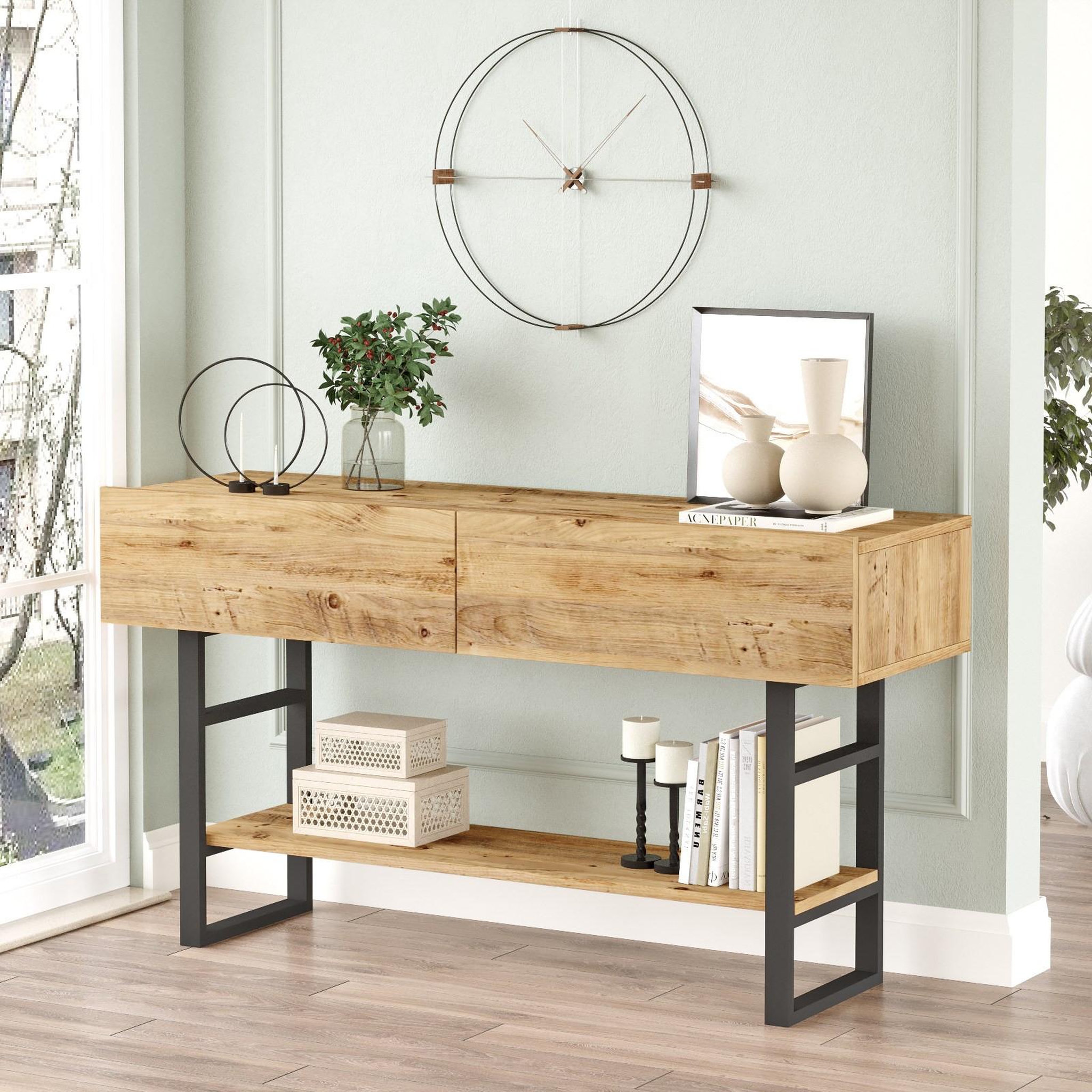 Voir la diapositive 3 : Habitat et Jardin Console en bois  ml23  - 138 x 43 x 75 cm - beige