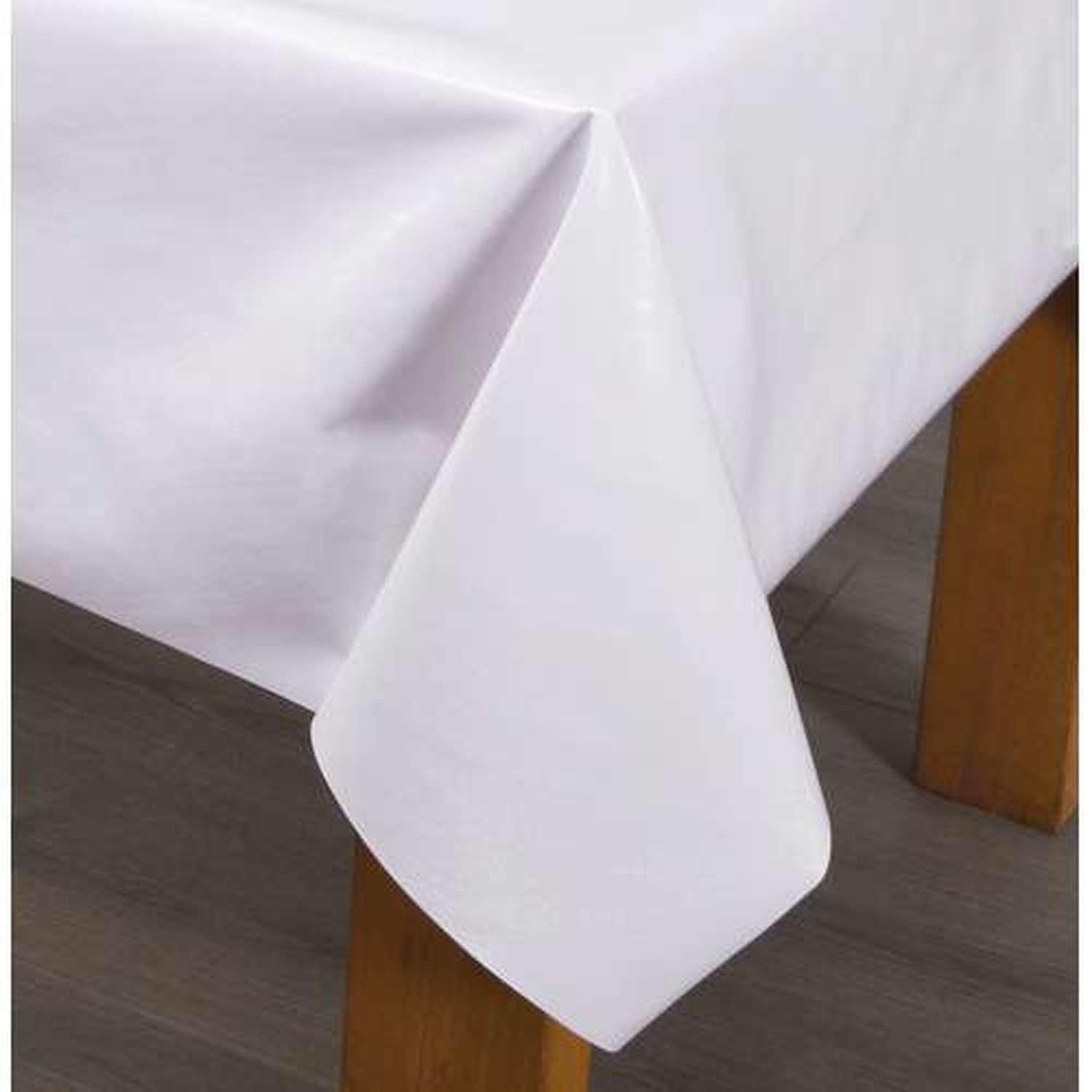 Voir la diapositive 3 : TOILINUX Nappe en toile cirée rectangulaire uni - 140 x 250 cm - Blanc