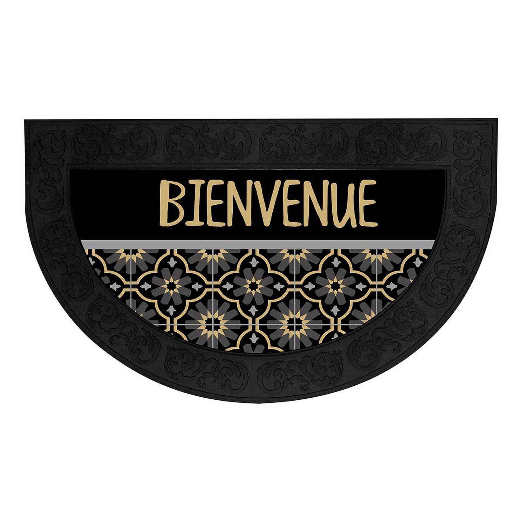 Douceur d'Intérieur Tapis d'Entrée Demi-Lune  Tomina  45x75cm Noir & Or