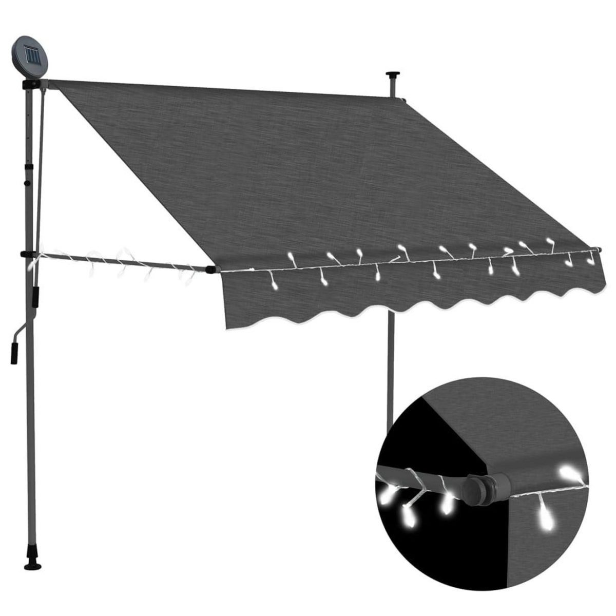VIDAXL Auvent manuel retractable avec LED 150 cm Anthracite