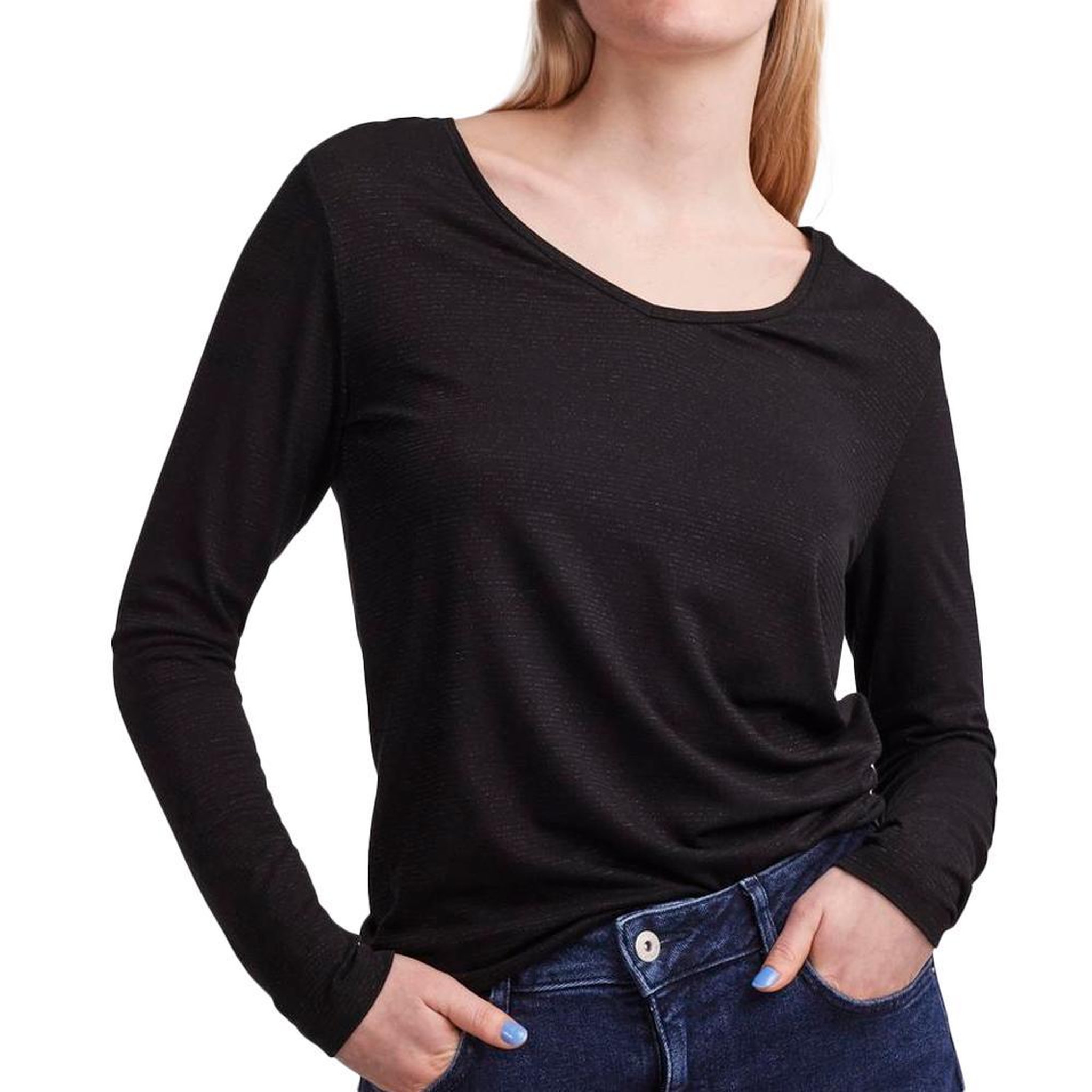 Pieces T Shirt Manches Longues  Femme Pieces Billo. Coloris disponibles : Noir