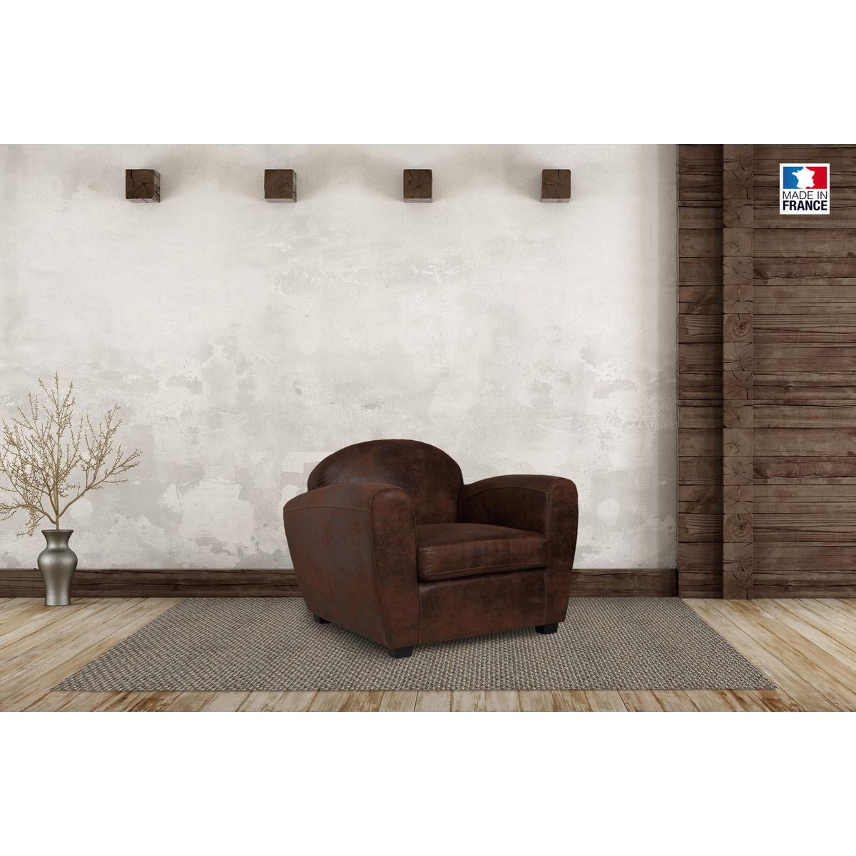 Fauteuil club RONAN, tissu vintage