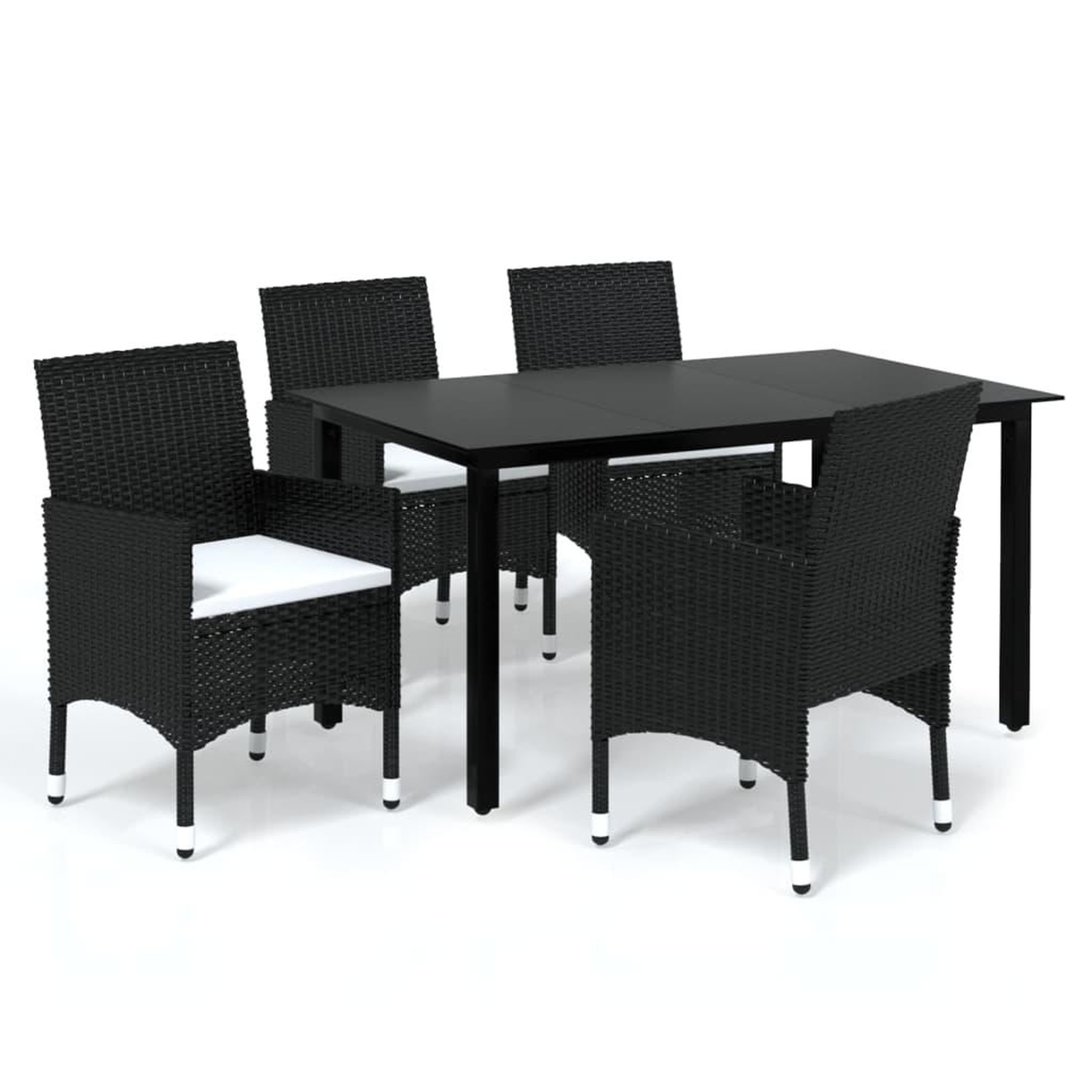 Voir la diapositive 2 : VIDAXL Ensemble a dîner de jardin avec coussins 5 pcs poly rotin noir