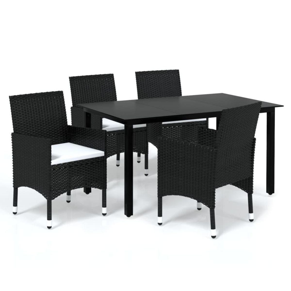 VIDAXL Ensemble a dîner de jardin avec coussins 5 pcs poly rotin noir