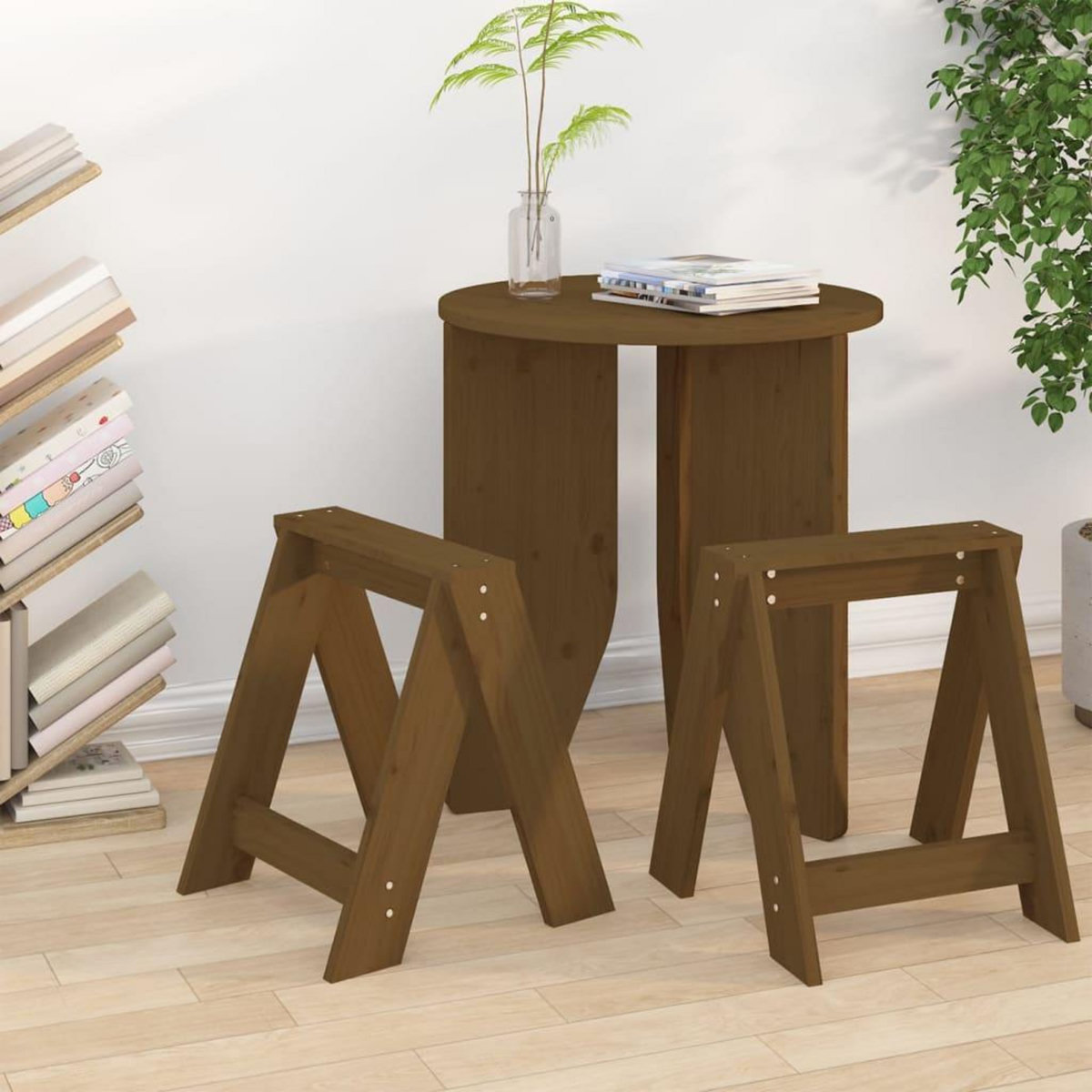 VIDAXL Tabourets lot de 2 marron miel 40x40x45 cm bois massif de pin