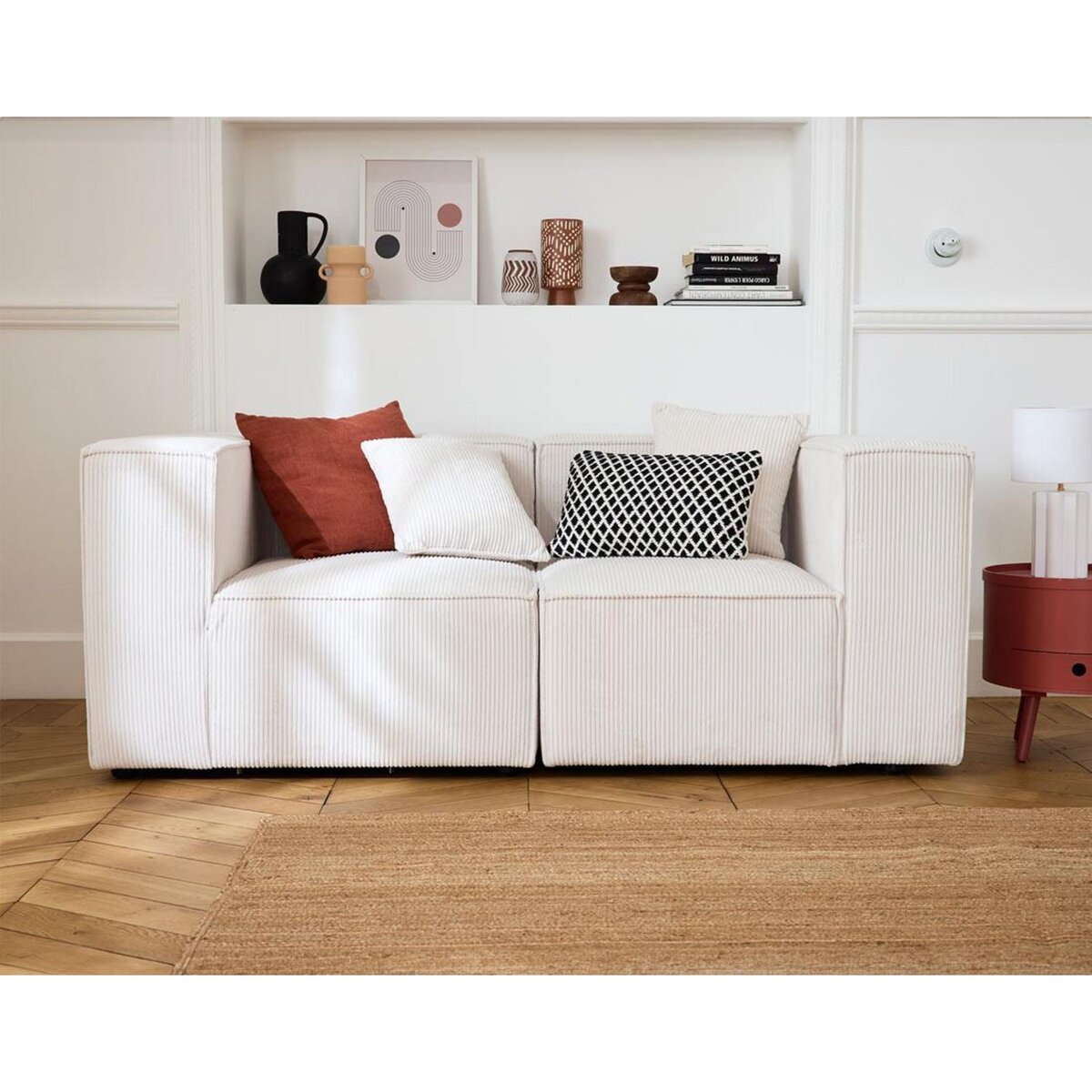 LISA DESIGN Arty - canapé modulable 2 places - en velours côtelé