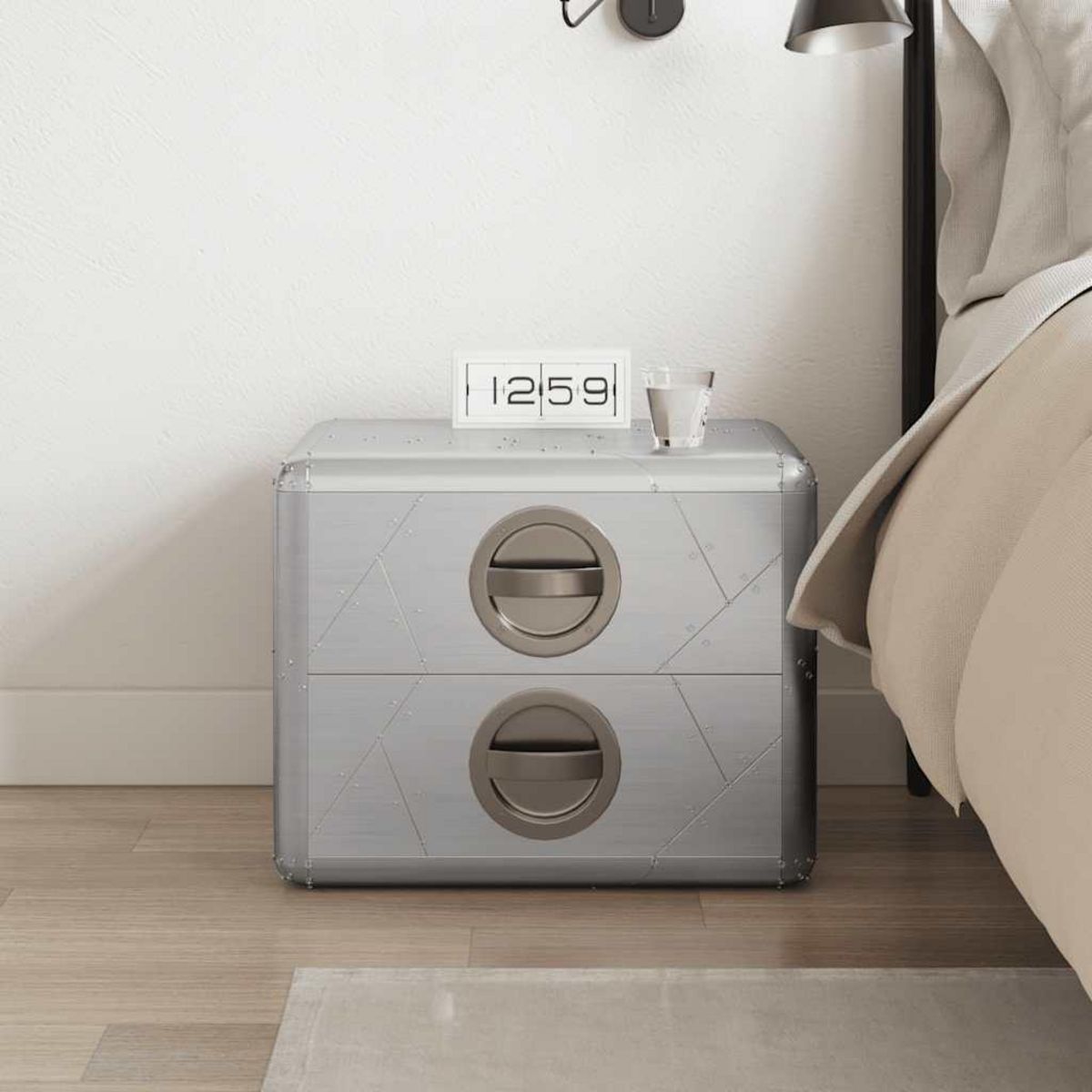 VIDAXL Table de coin avec 2 tiroirs vintage style d'aviation