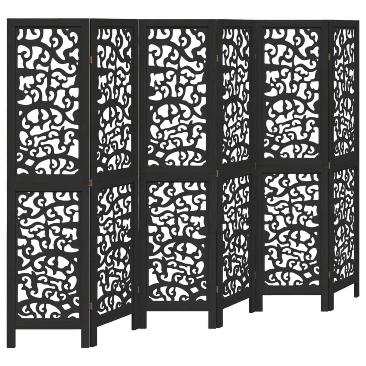 VIDAXL Cloison de separation 6 panneaux noir bois de paulownia massif