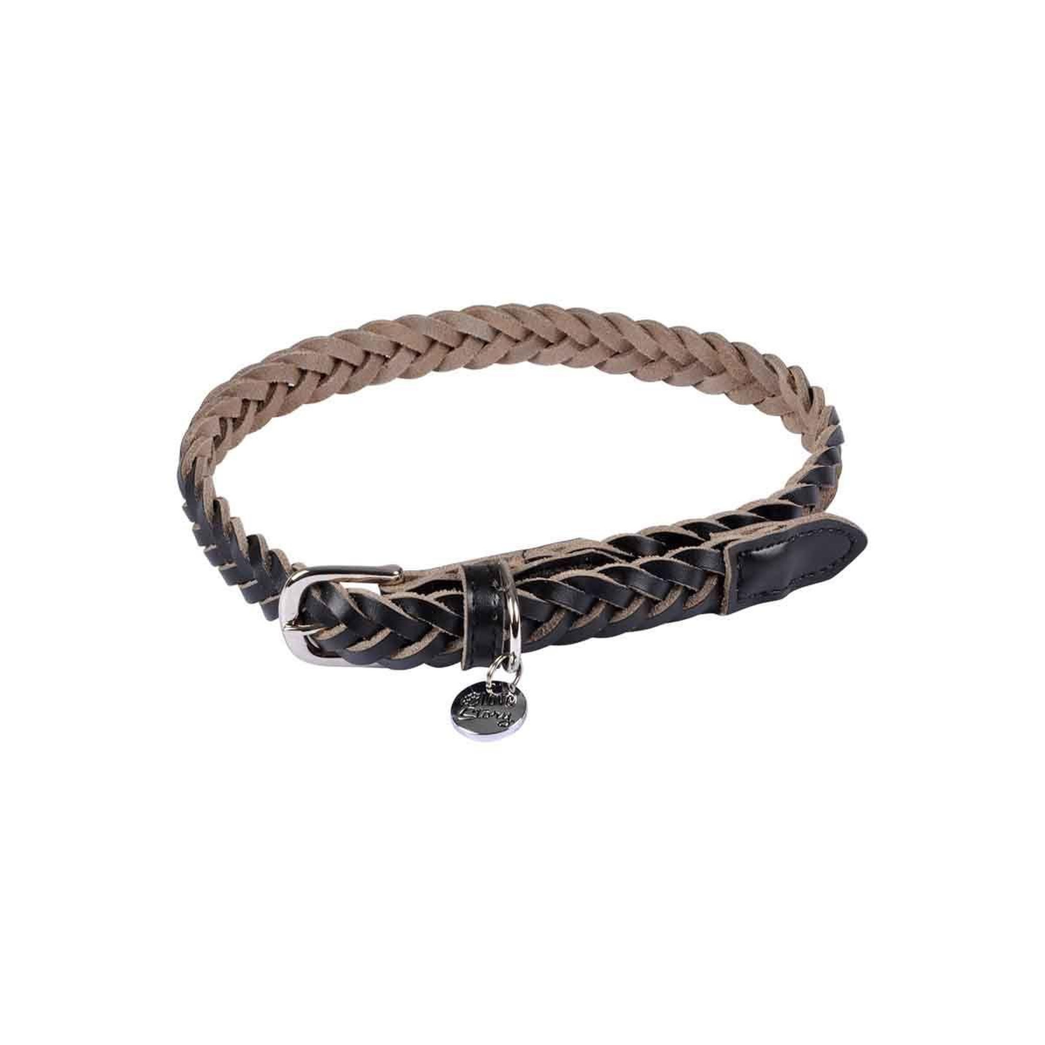 Voir la diapositive 2 : LOVE STORY Collier pour chien réglable  tressé  45-65cm noir
