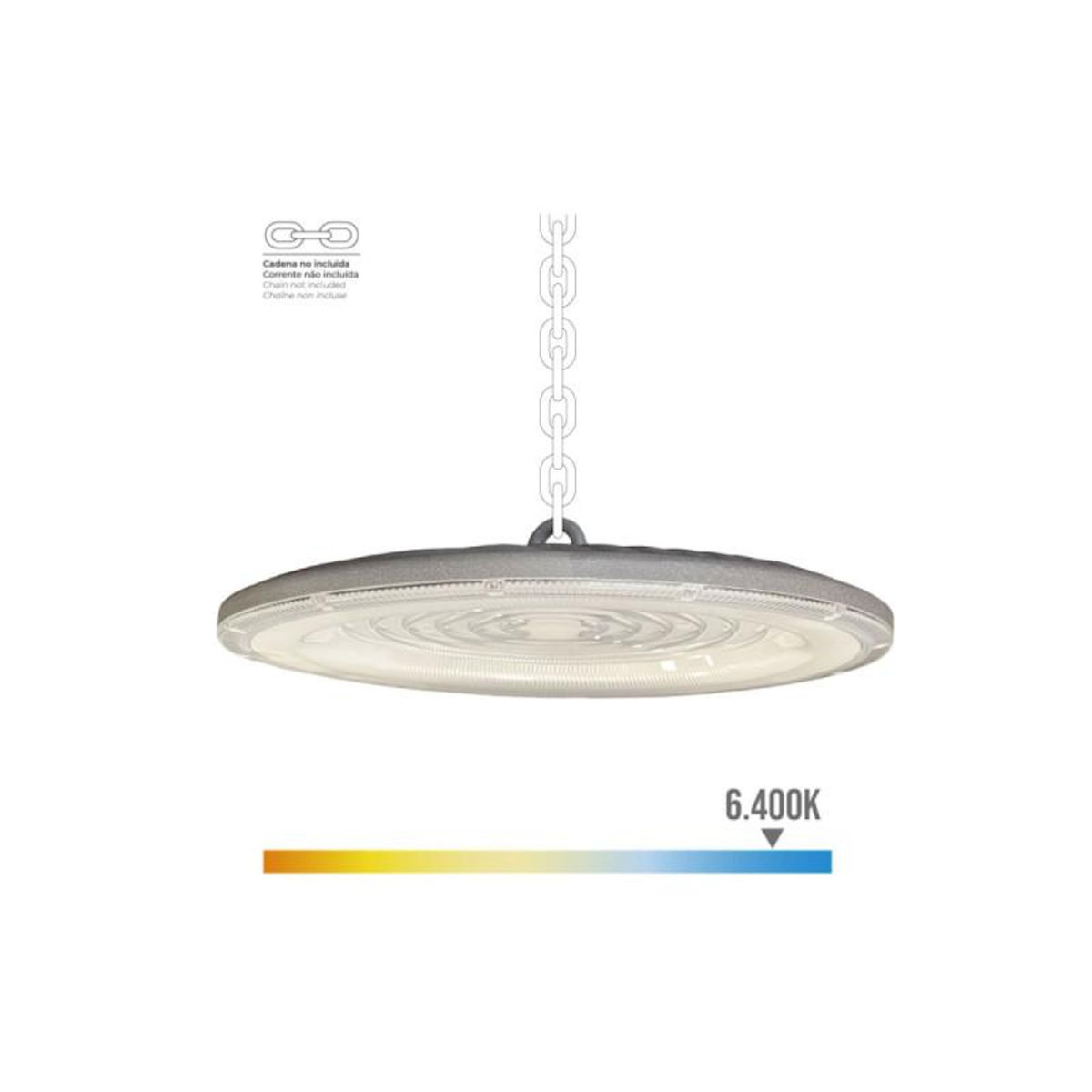 EDM Hotte LED 200W 6400K EDM - 20000 lm, Ø33 x 4,5 cm - Réf 31809