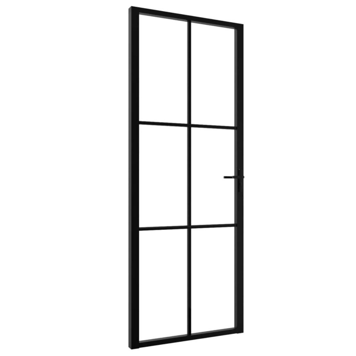 VIDAXL Porte interieure Verre ESG et aluminium 76x201,5 cm Noir