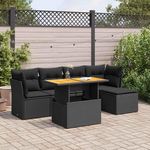VIDAXL Salon de jardin 6 pcs avec coussins noir resine tressee