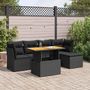 Voir la diapositive 1 : VIDAXL Salon de jardin 6 pcs avec coussins noir resine tressee