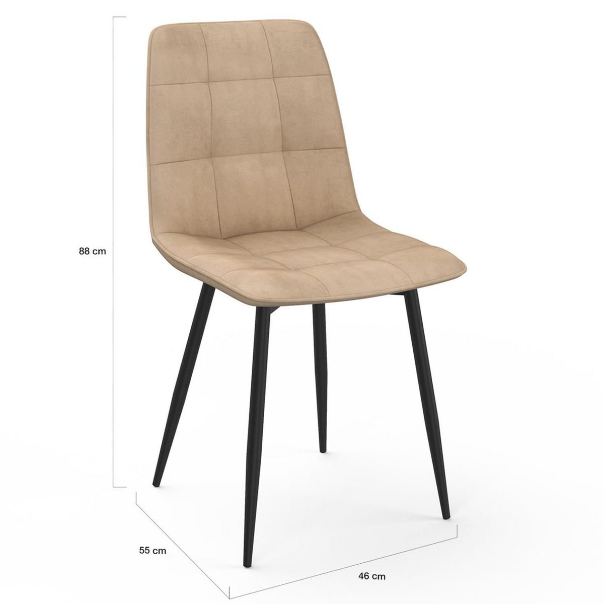 ID MARKET Lot de 6 chaises MILA en velours taupe pour salle à manger