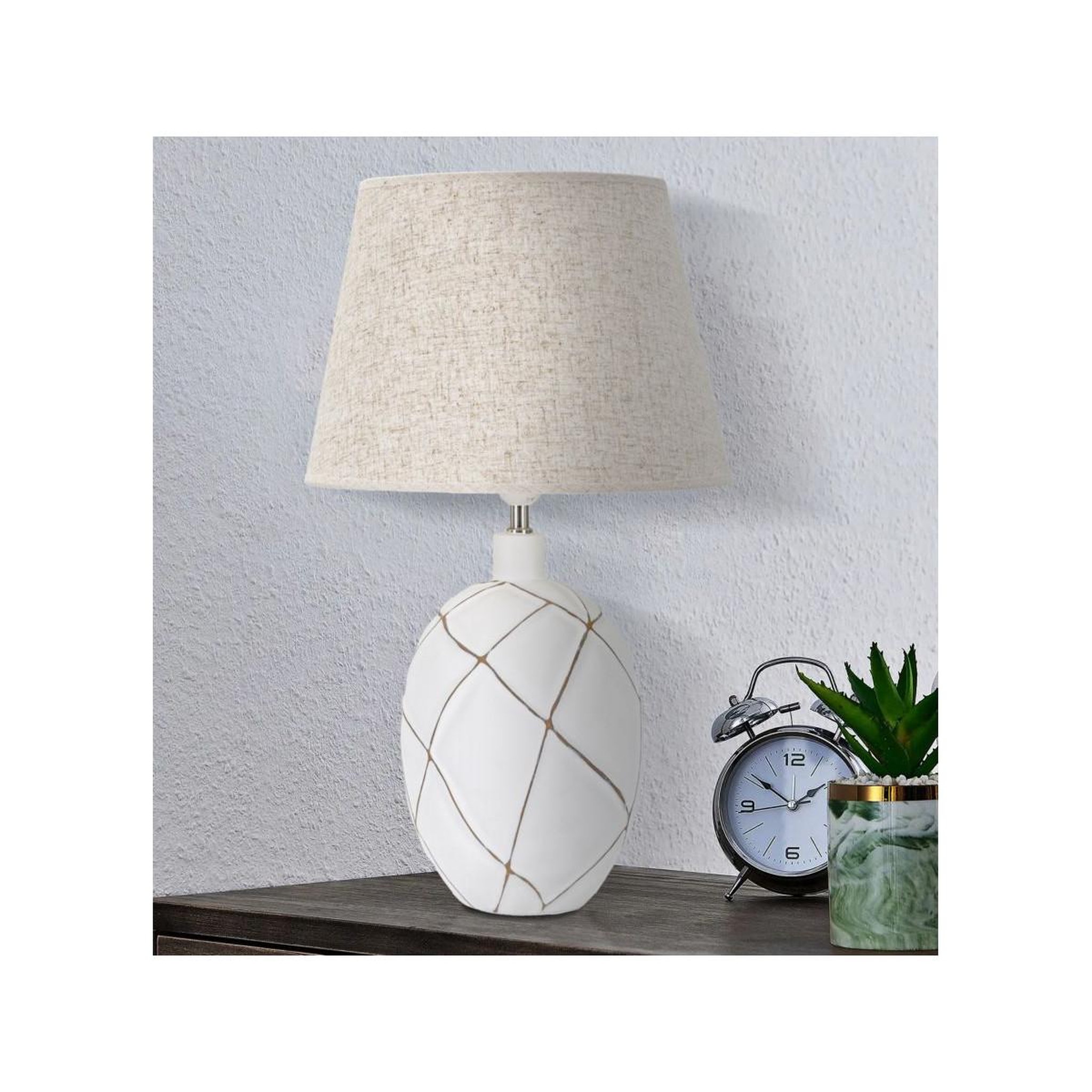 Voir la diapositive 5 : Paris Prix Lampe à poser en résine  lines  60cm blanc & naturel
