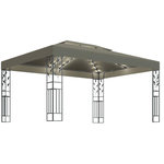 VIDAXL Tonnelle avec double toit et lumieres LED 3x4 m Taupe
