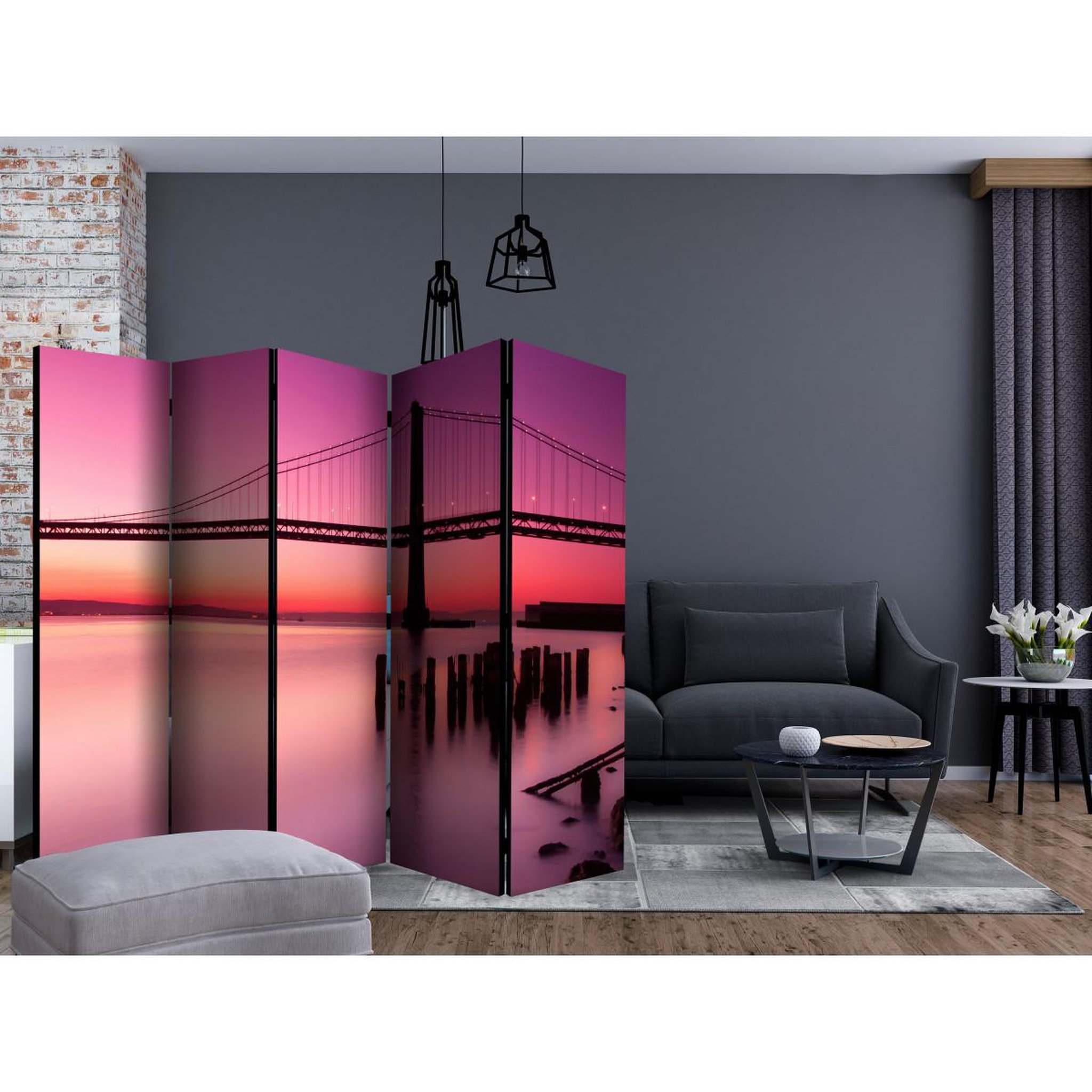 Voir la diapositive 2 : Paris Prix Paravent 5 volets  purple evening  172x225cm