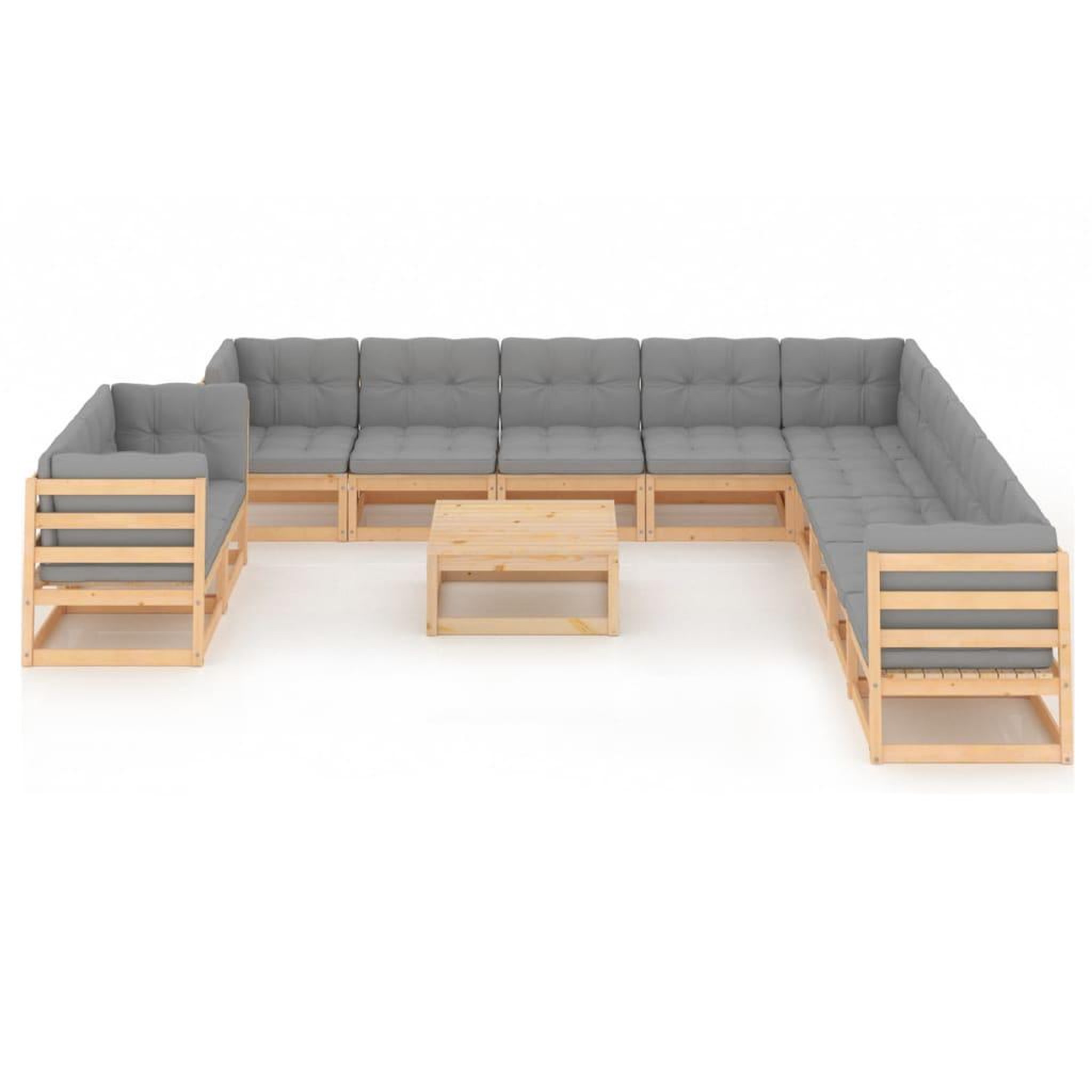 Voir la diapositive 3 : VIDAXL Salon de jardin 12 pcs avec coussins Bois de pin massif
